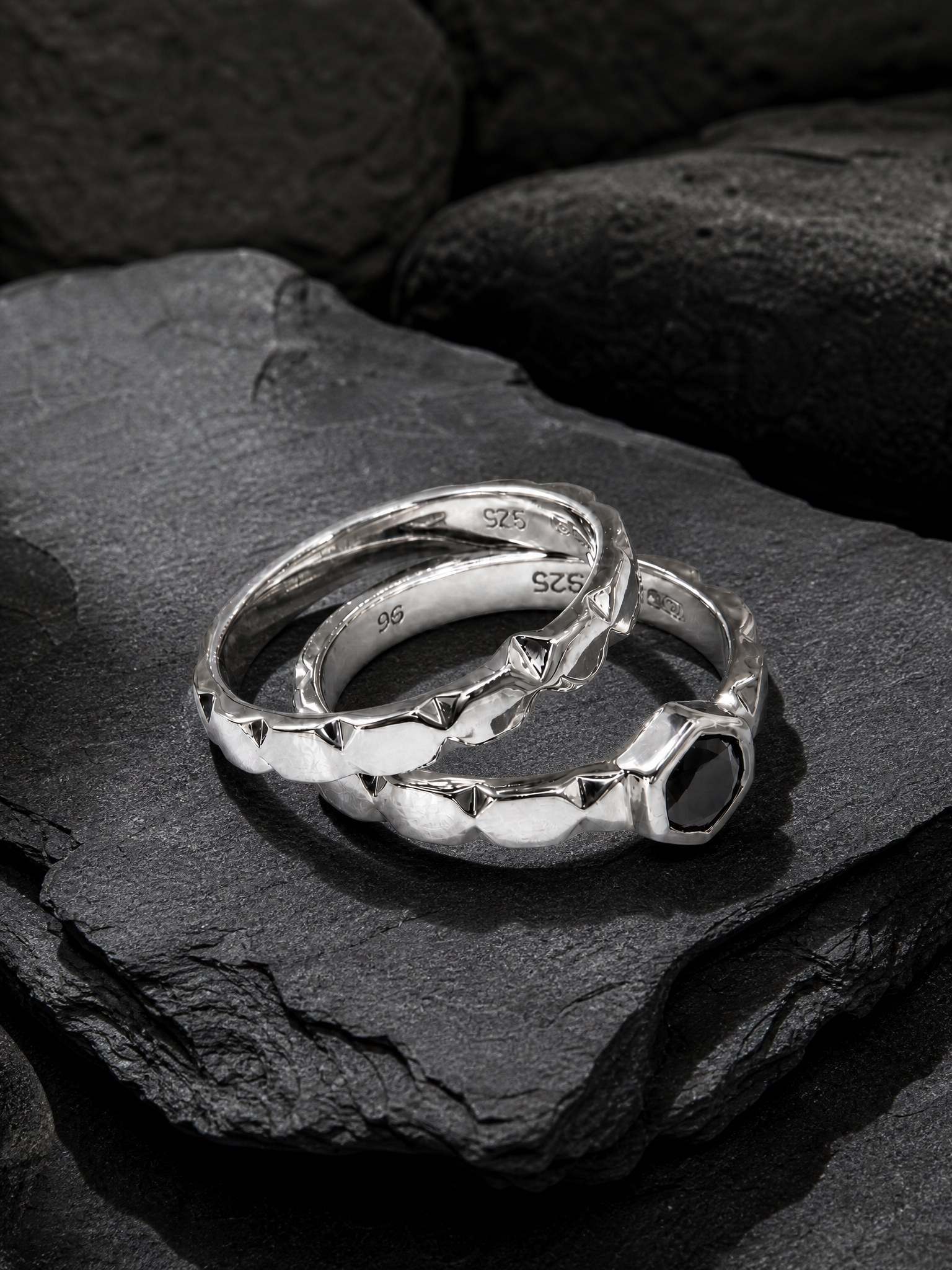 Causeway Stack Ring Set Silver