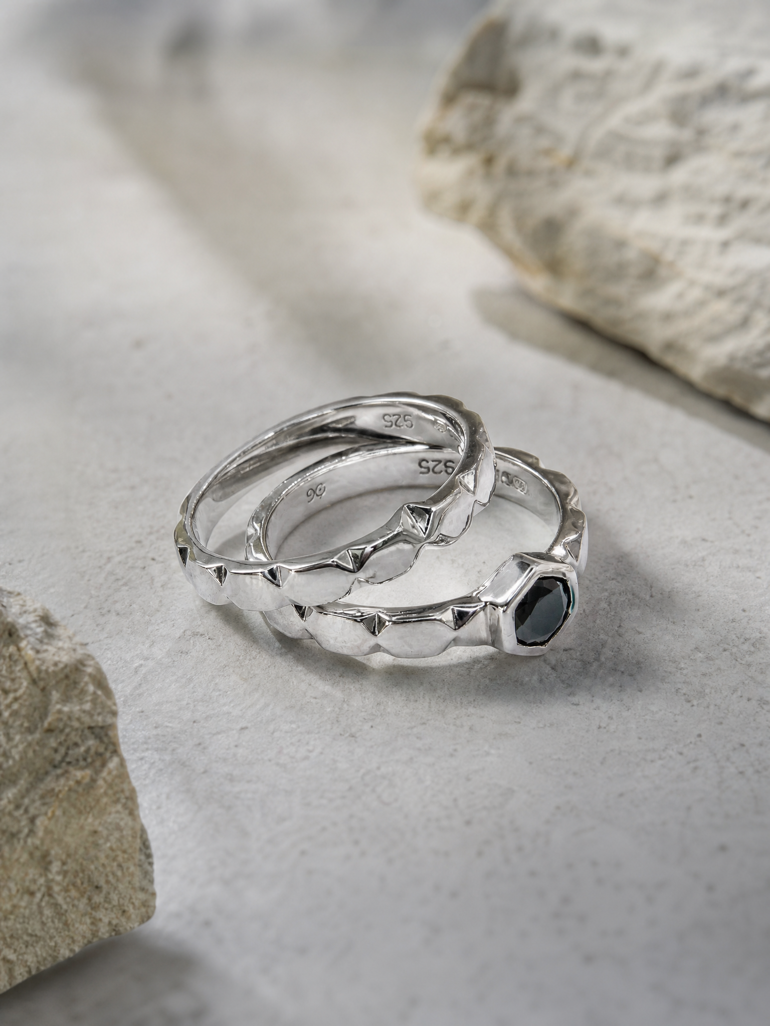 Causeway Stack Ring Set Silver