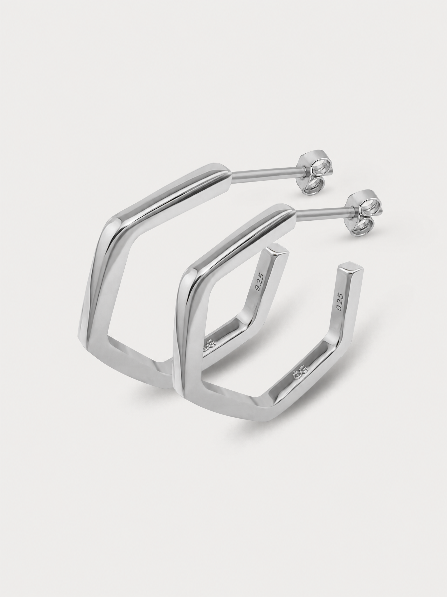 Hex Hoops Silver