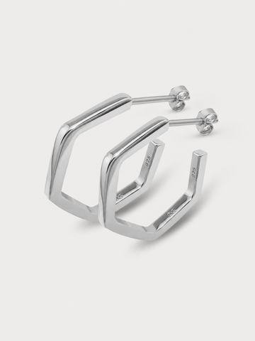 Hex Hoops Silver