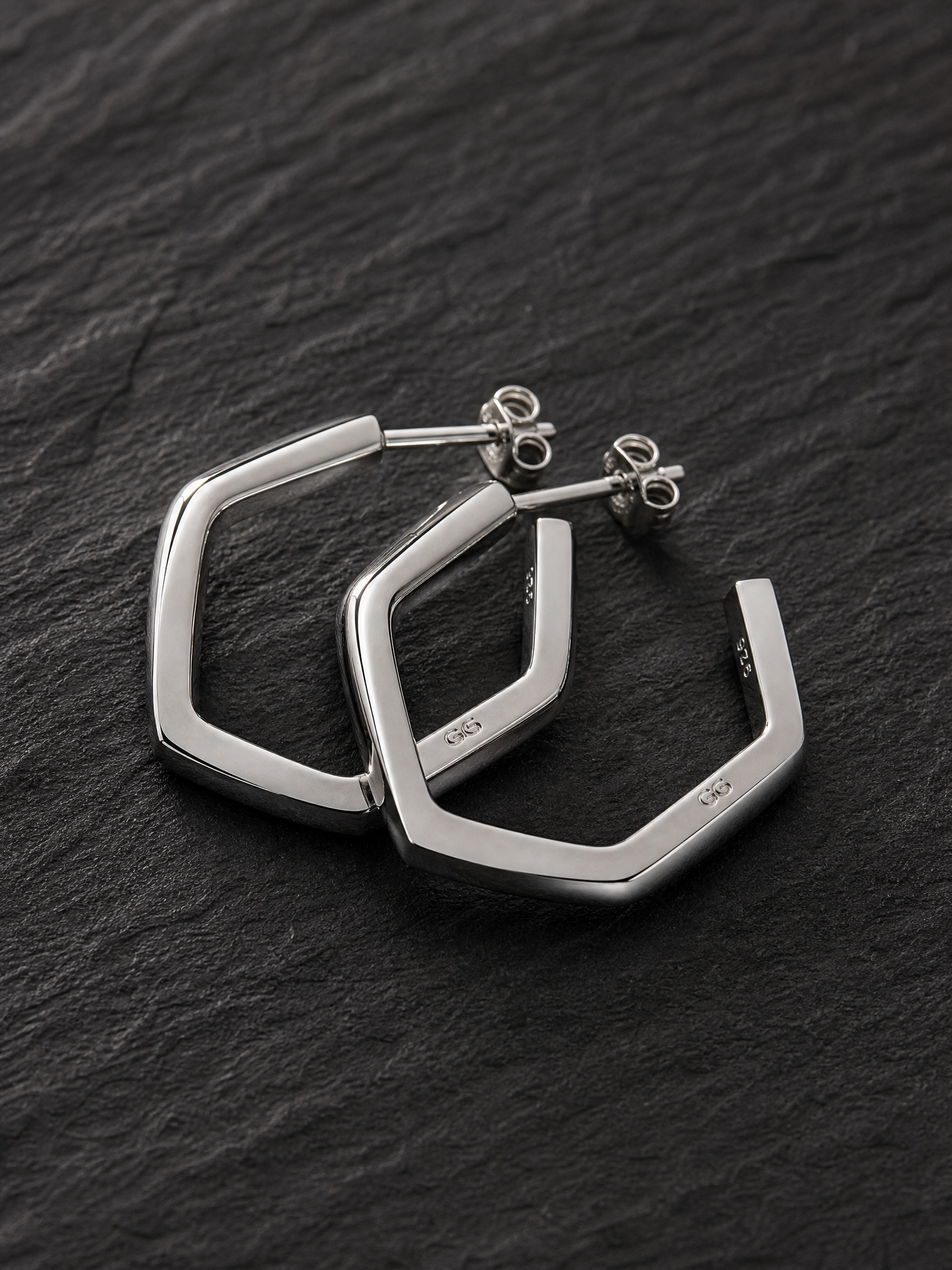 Hex Hoops Silver