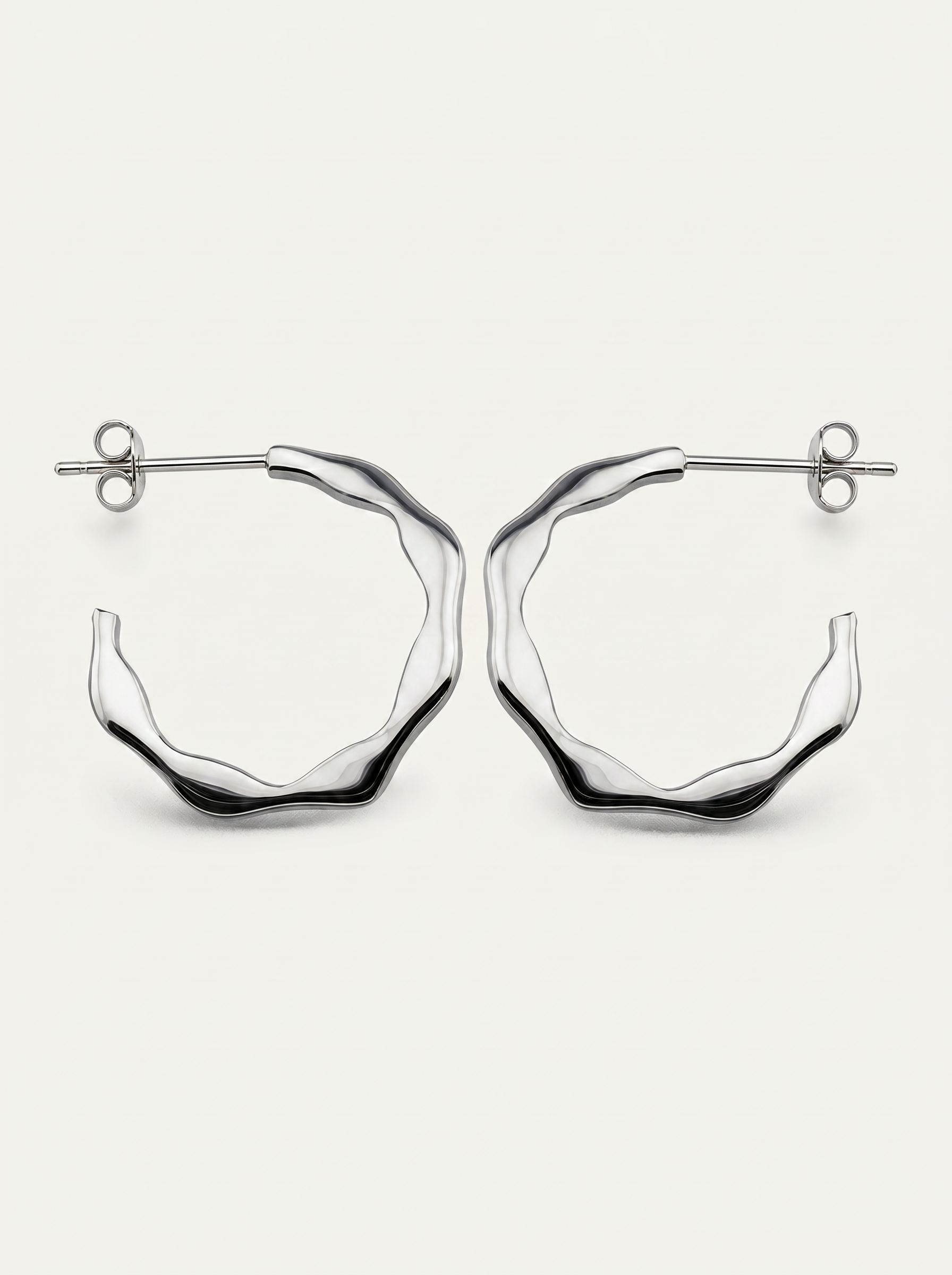 Hex Organic Hoops Silver