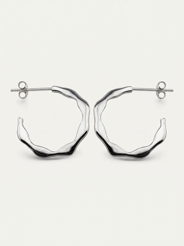 Hex Organic Hoops Silver