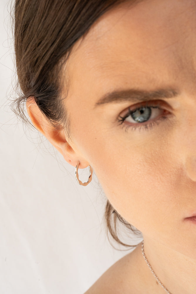 Hex Organic Hoops Silver